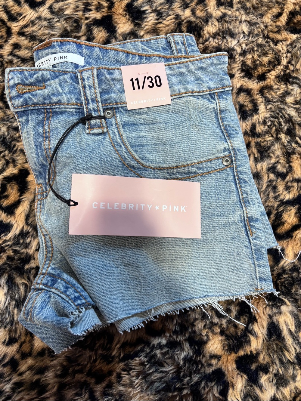 Celebrity Pink Light Blue Denim Cutoff Shorts